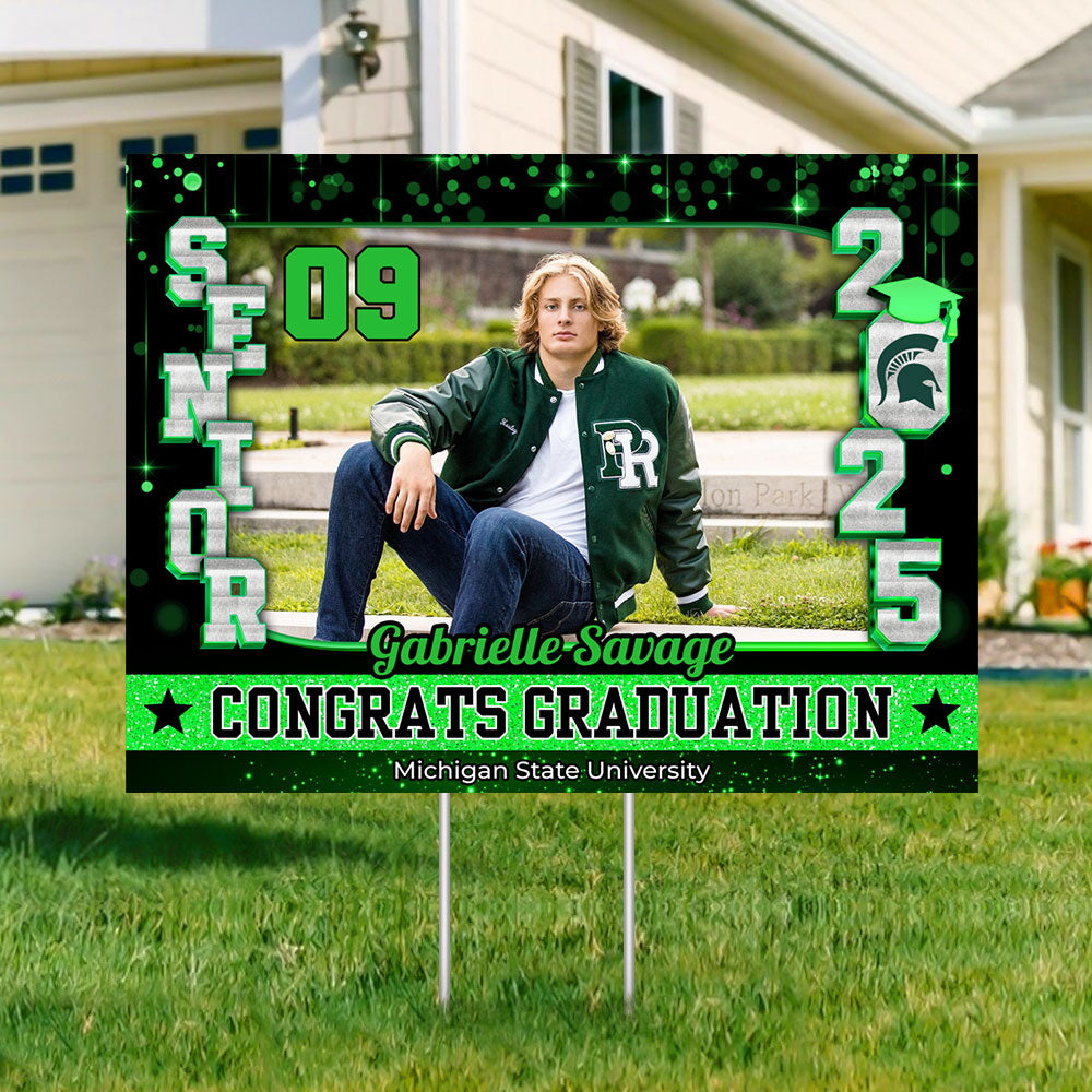 Congrats Class Of 2025 Lawn Sign, Custom Name and School Name Congrats Graduation Lawn Sign