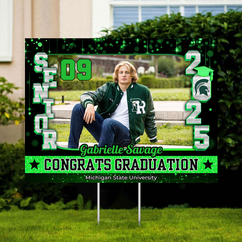 Congrats Class Of 2025 Lawn Sign, Custom Name and School Name Congrats Graduation Lawn Sign