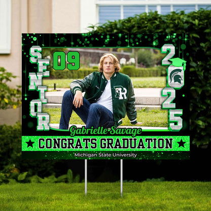Congrats Class Of 2025 Lawn Sign, Custom Name and School Name Congrats Graduation Lawn Sign