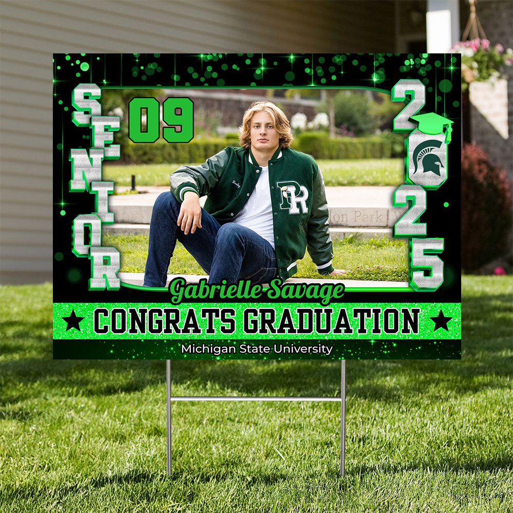 Congrats Class Of 2025 Lawn Sign, Custom Name and School Name Congrats Graduation Lawn Sign