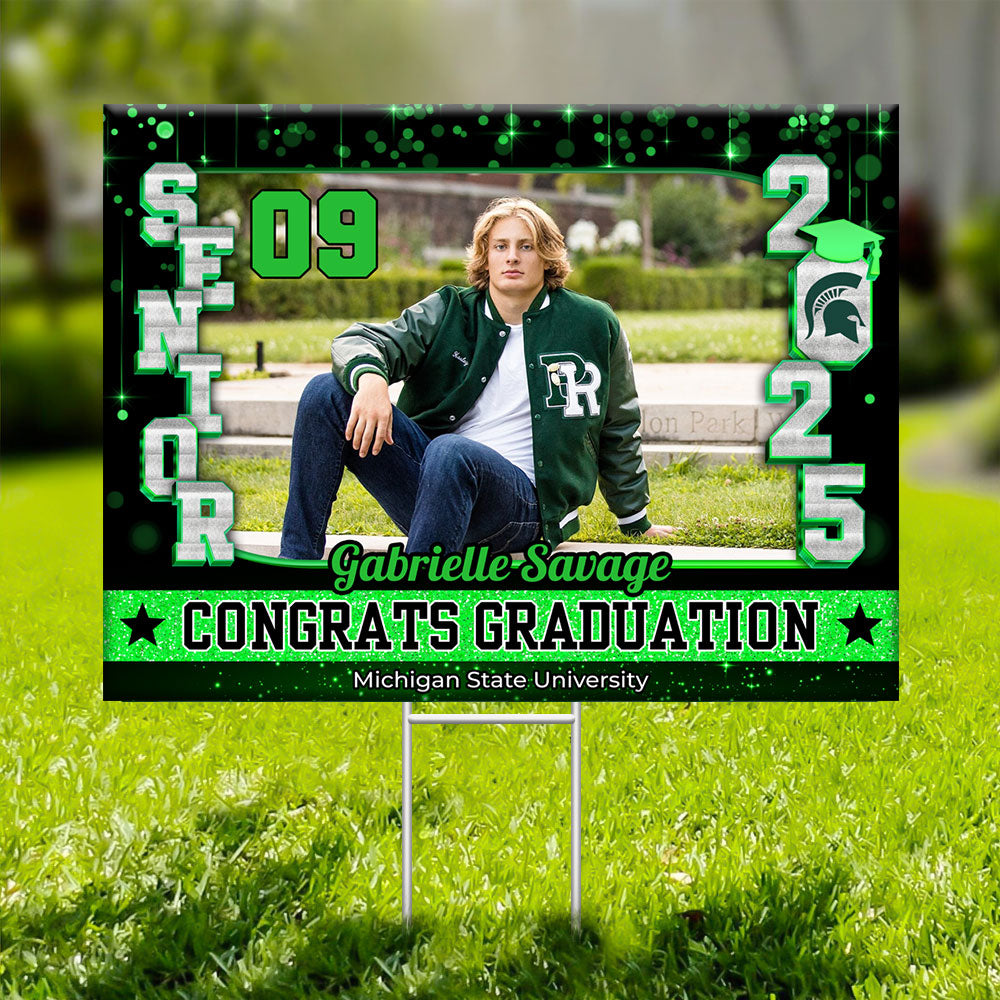 Congrats Class Of 2025 Lawn Sign, Custom Name and School Name Congrats Graduation Lawn Sign