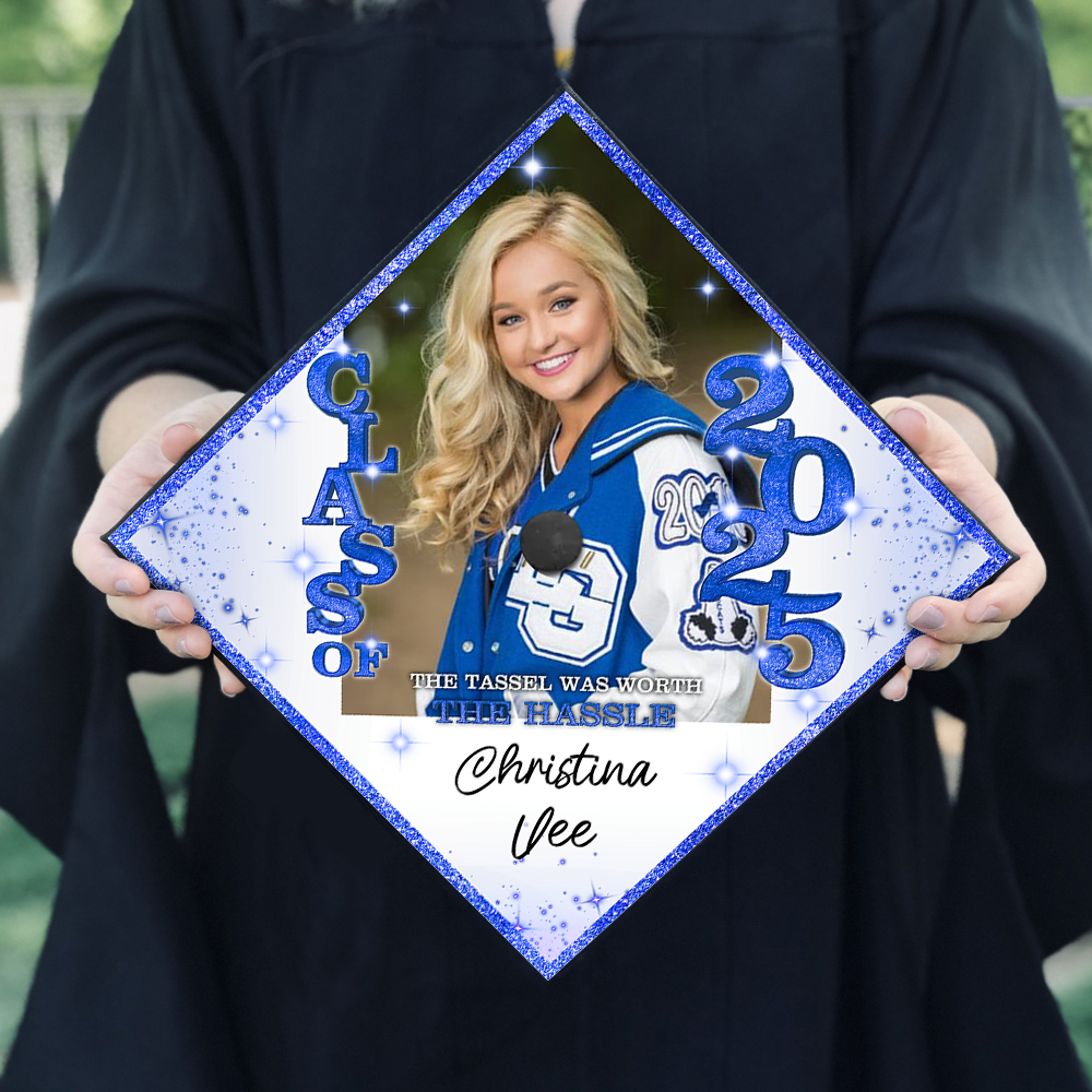 Personalized Class Of 2025 Photo Graduation Cap Topper, Decorations For Grad Cap