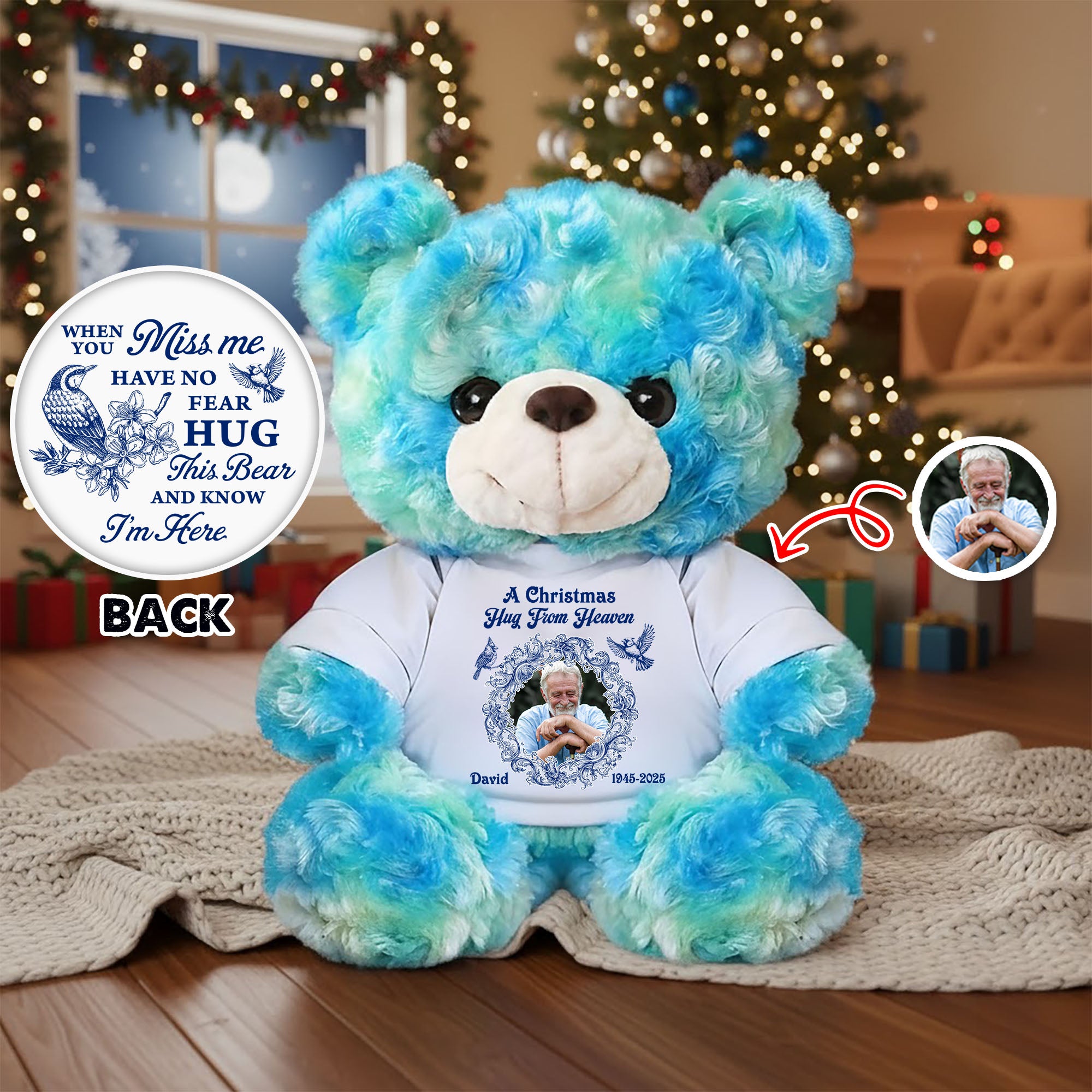 A Christmas From Heaven - Custom Name and Photo - Personalized Bear Plush