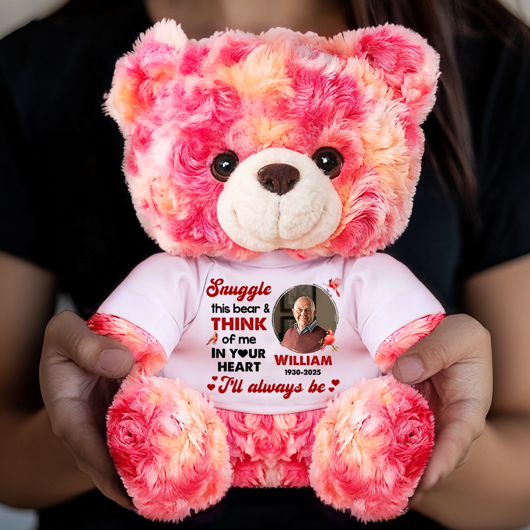 In Your Heart - Personalized Memorial Bear Plush - Custom Name and Photo Teddy Bear
