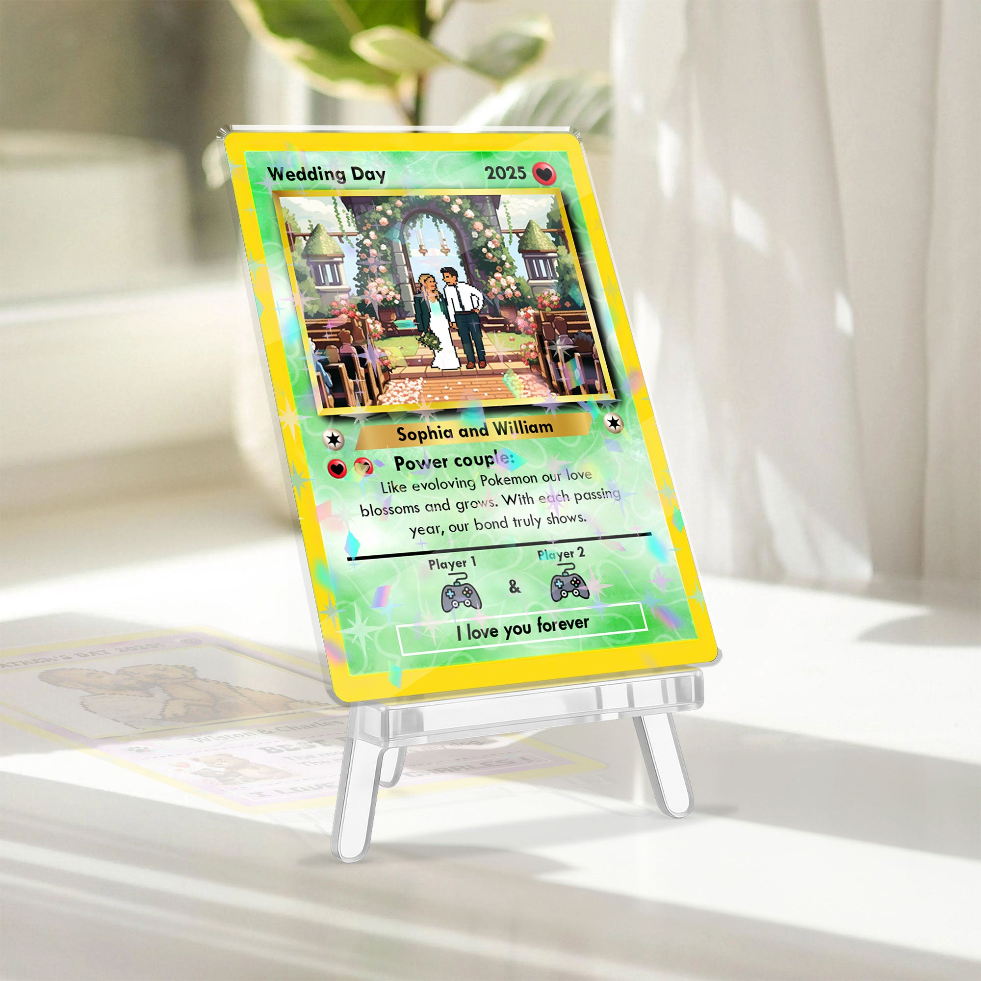 Personalized Couple Gift - Wedding Day - Custom Shape Hologram Ornament