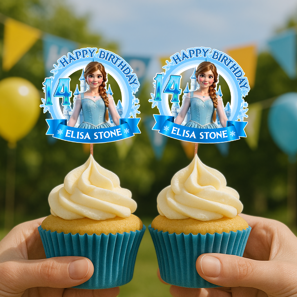 Princess Birthday - Custom Birthday Party Face Cupcake Toppers, Graduation Decorations, Physical Product