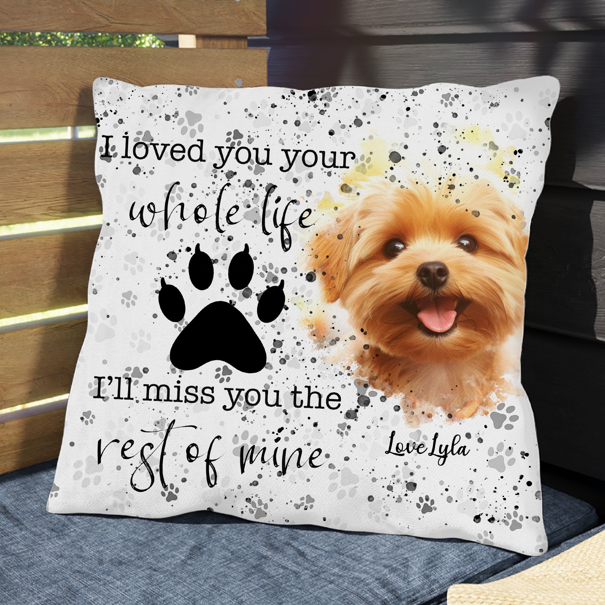 Custom Name and Photo - Personalized Pillow - Pet Memorial - Sympathy Gift