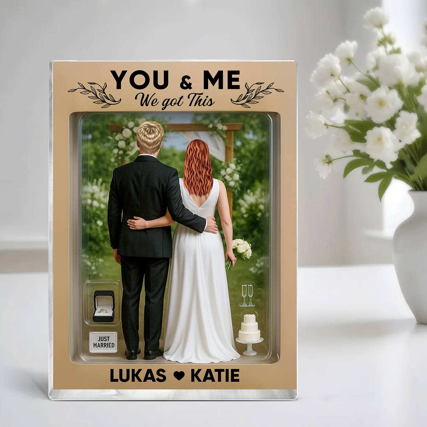 Wedding Couple - Custom Figure Personalized Acrylic Block Plaque