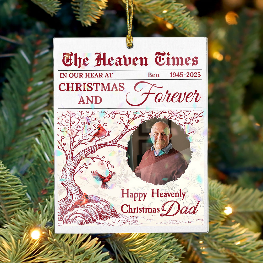 The Heaven Times - Custom Name and Photo - Custom Shape Hologram Ornament