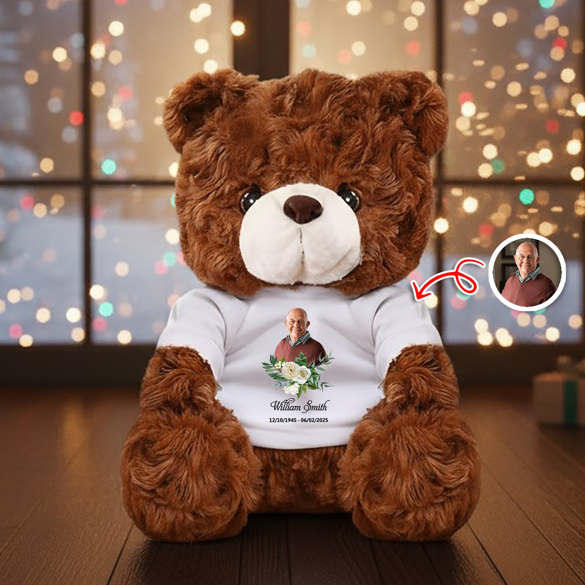 Those We Love Don't Go Away - Sympathy Gift - Custom Name and Photo - Personalized Bear Plush