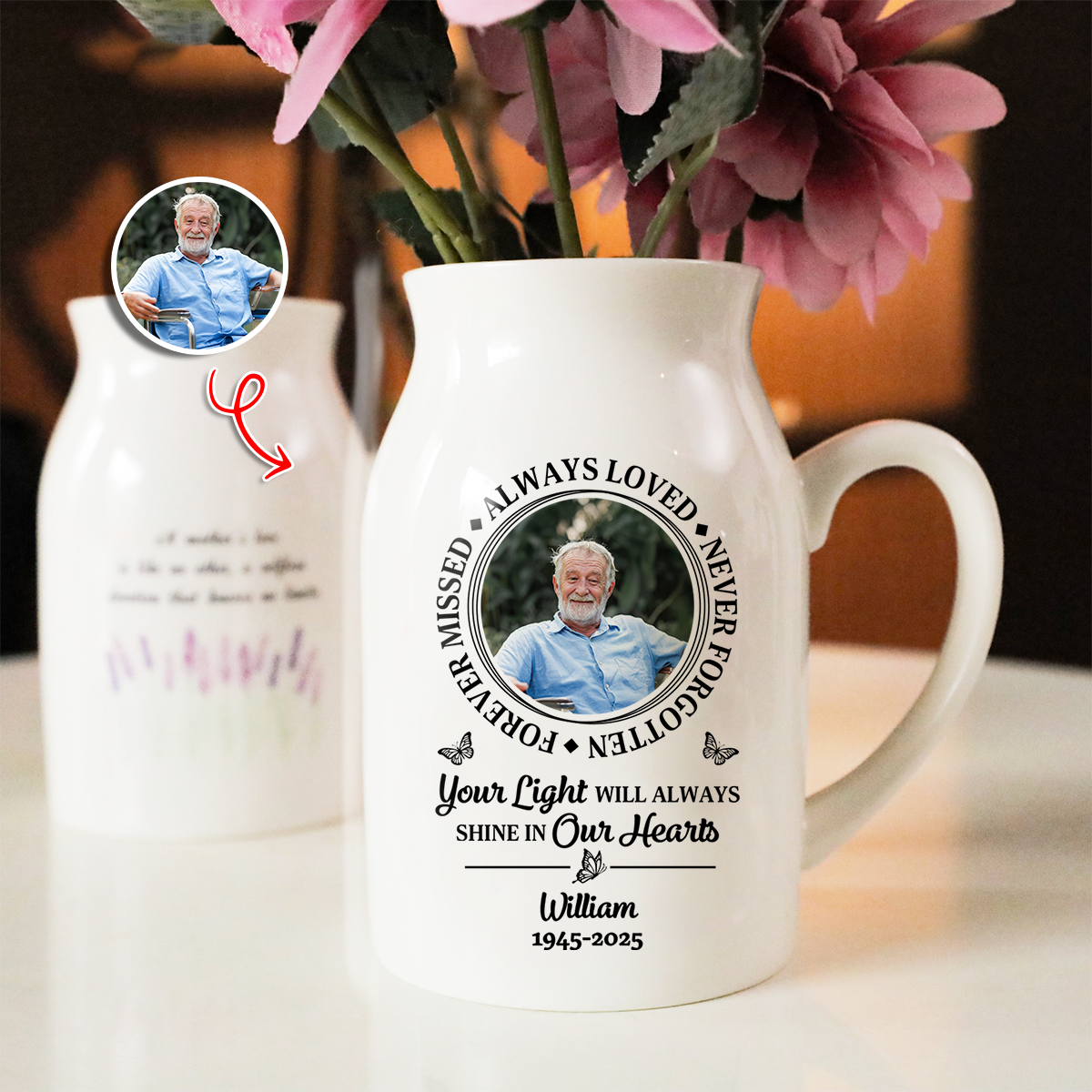 Always Loved - Personalized Ceramic Flower Vase - Sympathy Gift