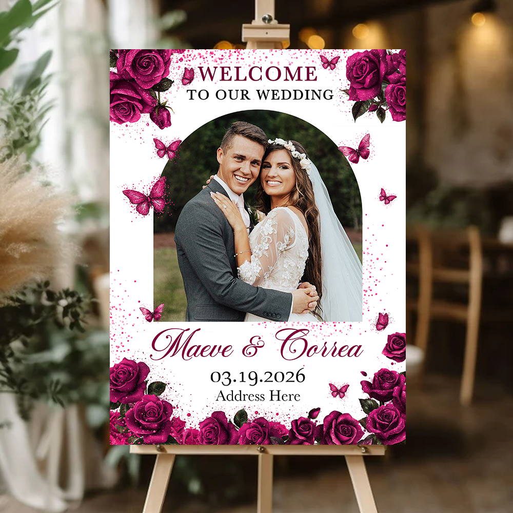 Welcome to Our Wedding Sign - Custom Name and Photo Wedding Law Sign