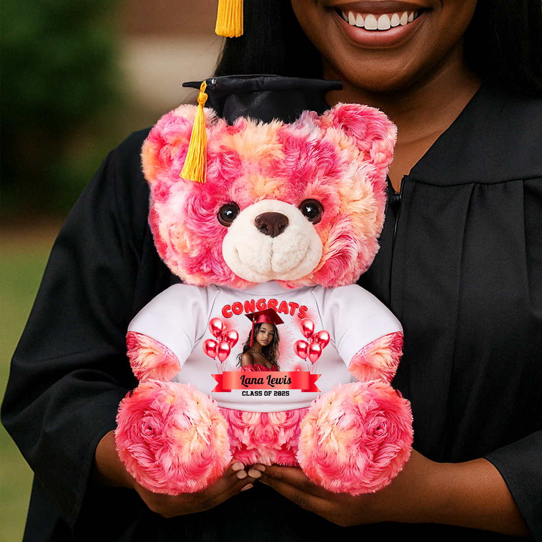 Family Personalized Custom Graduation Teddy Bear Plush - Graduate Bear With Cap