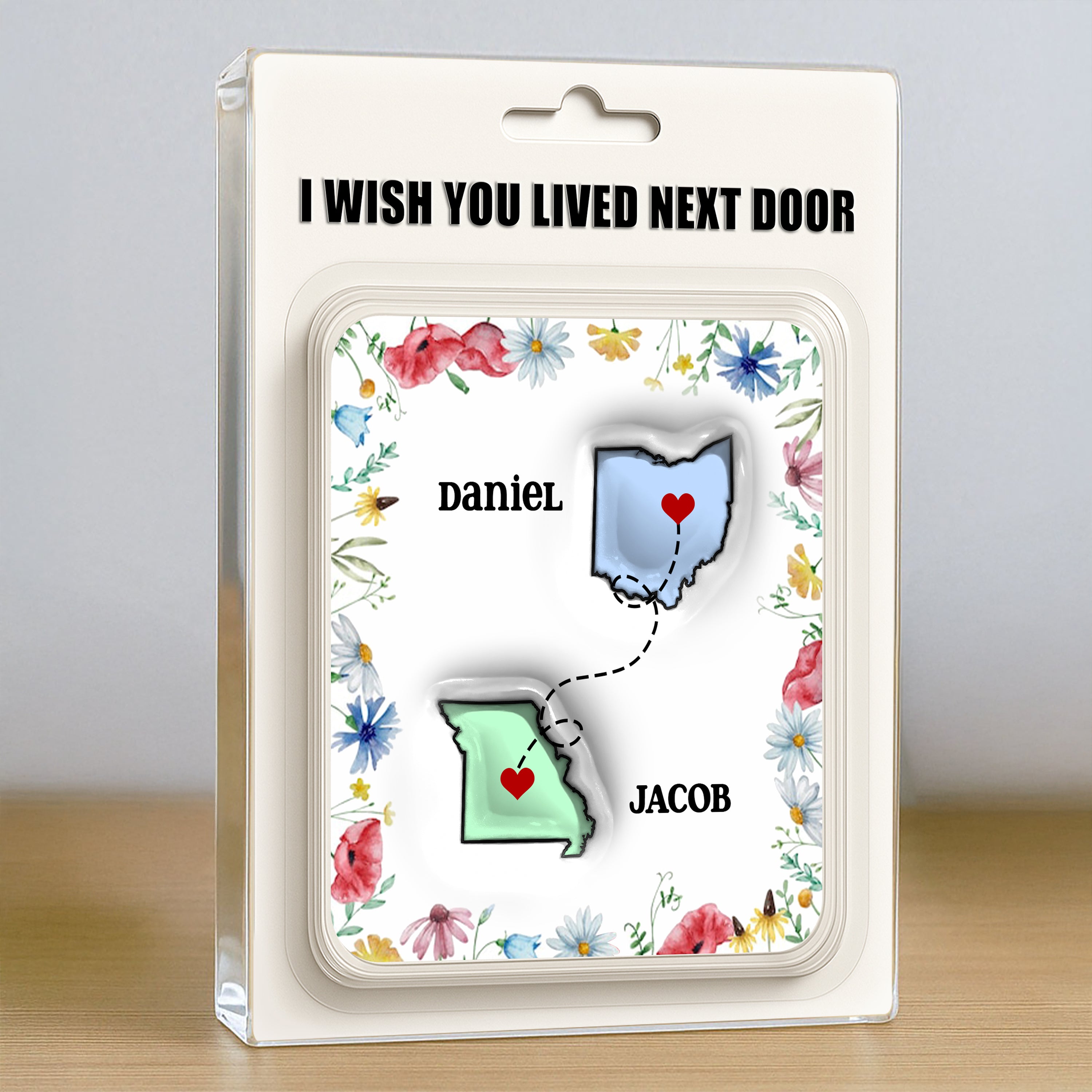 I Wish You Lived Next Door - Personalized Name Gift - Custom Shape Acrylic Block Plaque