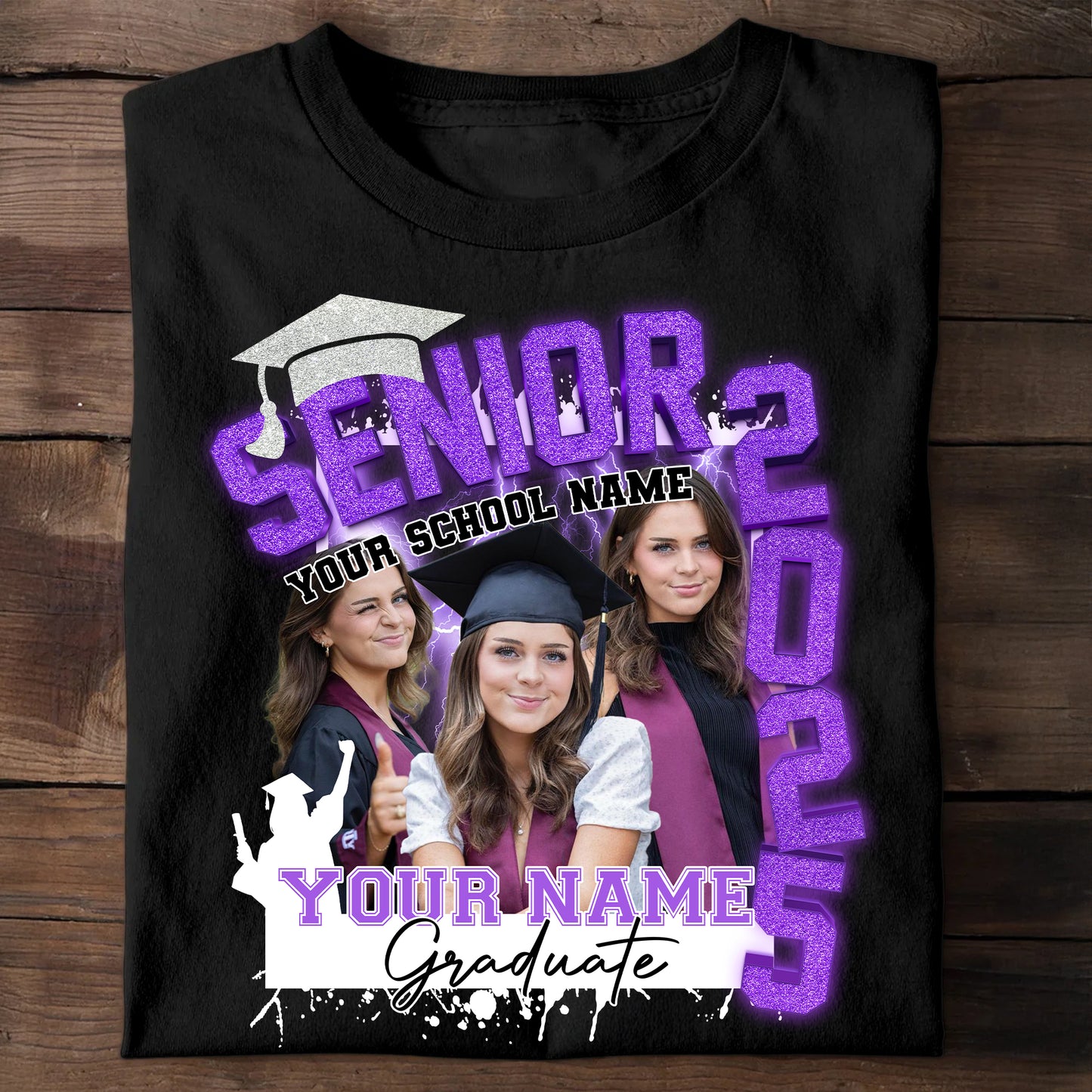 Senior 2025 Personalized Graduation Shirt Upload Photo T-shirt, Graduation Gift