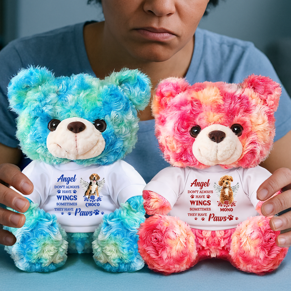 Pet Memorial Teddy Bear - Custom Pet Name and Photo Teddy Bear - Personalized Pet Memorial Bear Plush