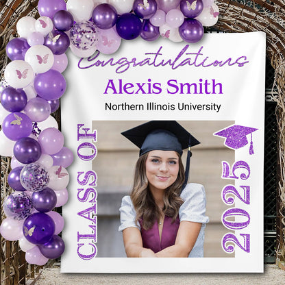 Class of 2025 Custom Graduation Party Backdrop, Personalized Congrats Grad School Color Backdrop, High School Graduation, College Grad Gift