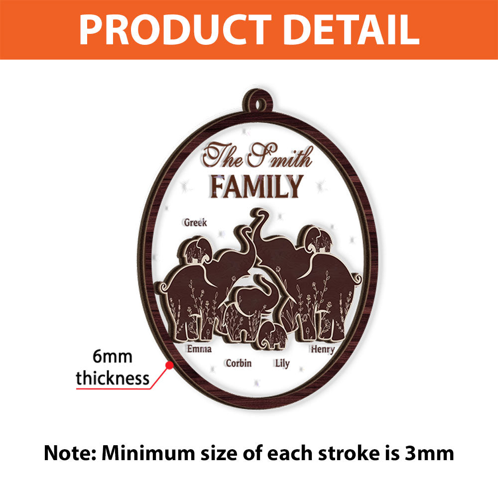 Personalized Elephant Family Name Ornament - Custom Shape Hologram Ornament