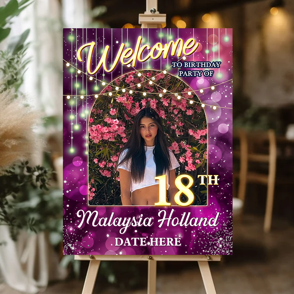 Personalized Birthday Sign - Custom Name & Photo Law Sign - Birthday Party Welcome Sign
