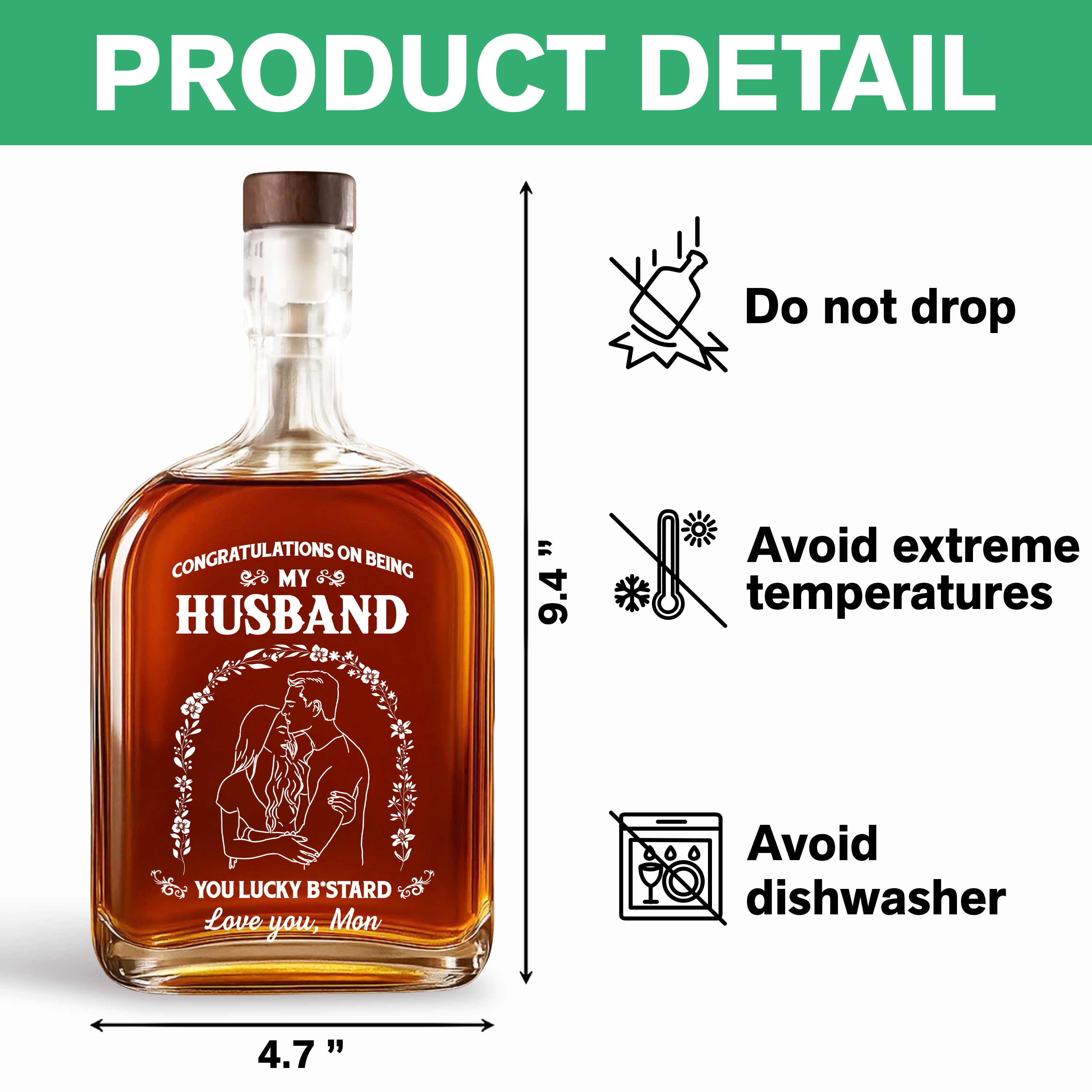 Congrats on Being My Husband - Personalized Custom Whiskey Bottle