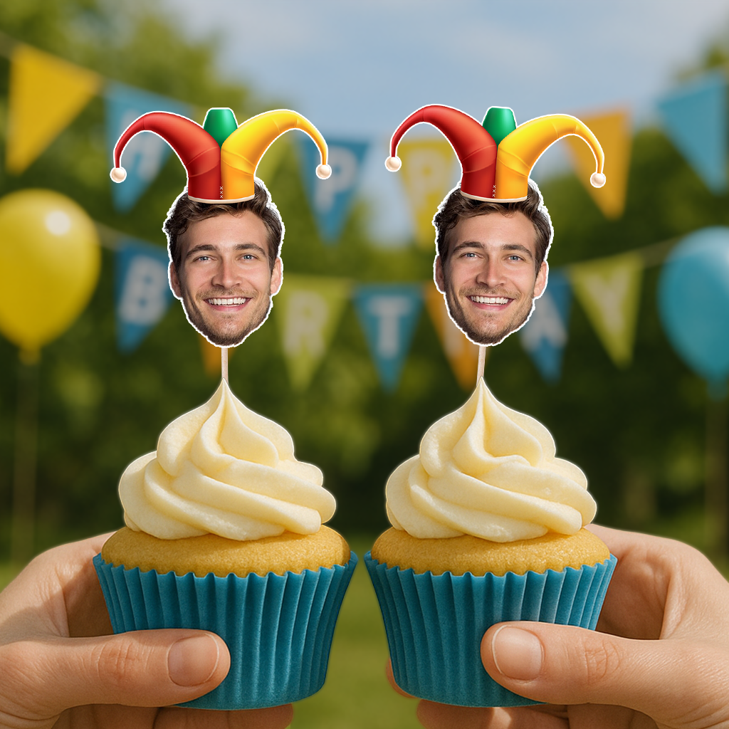 Funny Face Photo - Custom Birthday Party Face Cupcake Toppers, Graduation Decorations, Physical Product
