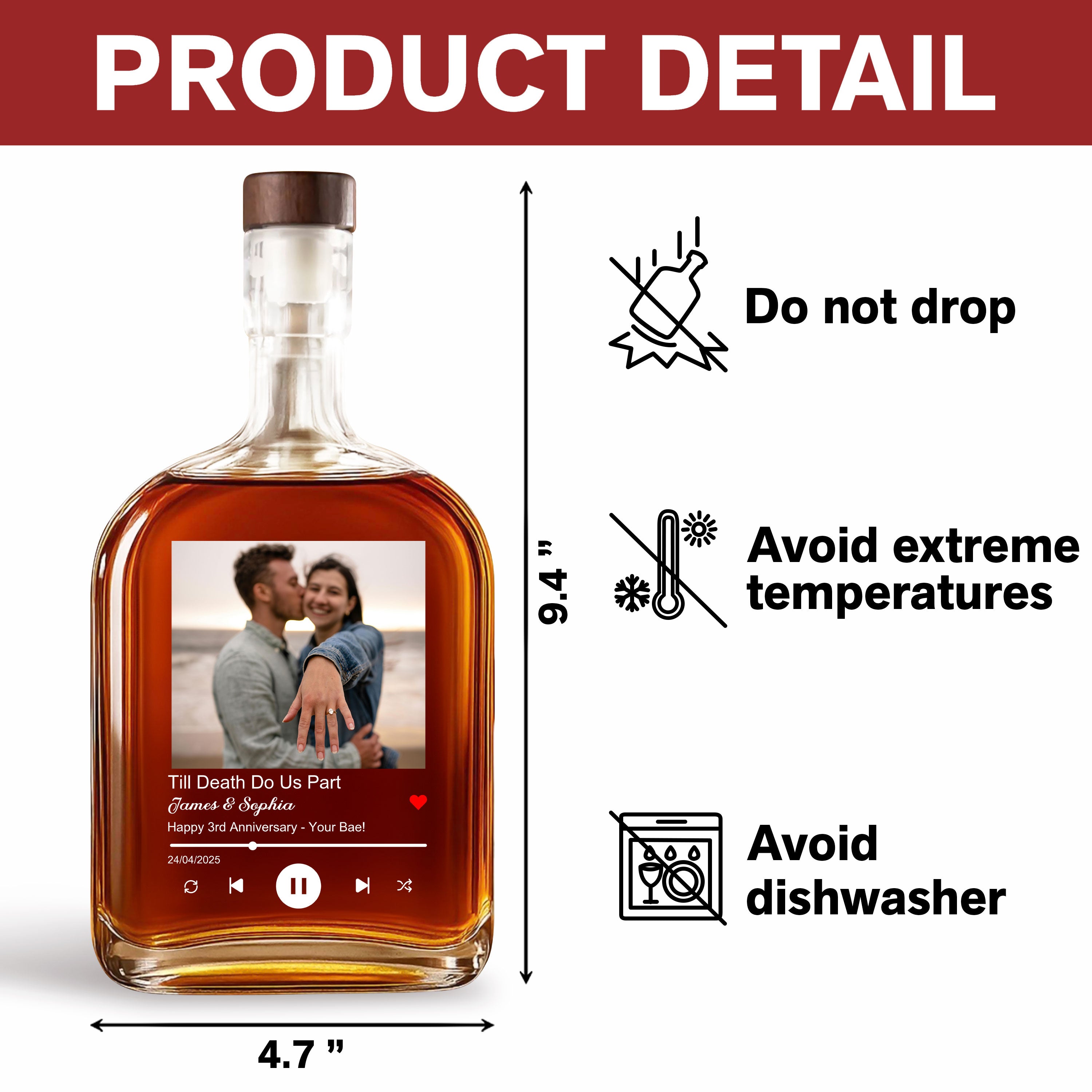 Custom Your Favorite Song, Photo and Name - Personalized Custom Whiskey Bottle