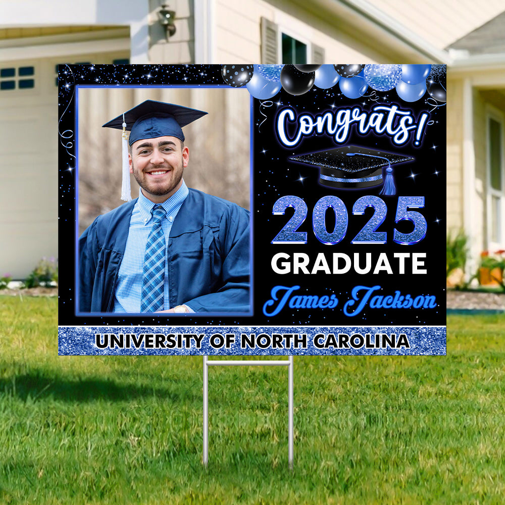 Graduation Gift, Congrats Class Of 2025 - Custom Photo And Texts Graduation Lawn Sign, Yard Sign