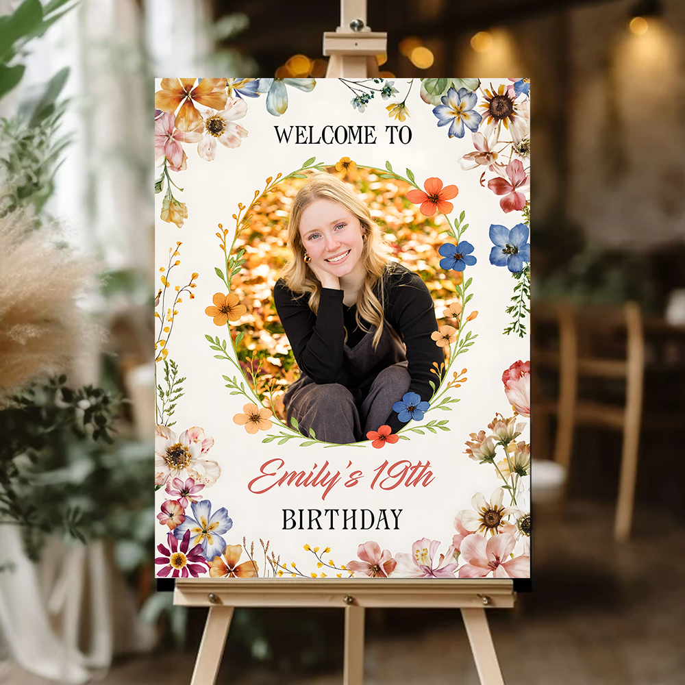 Birthday Party Sign - Custom Name & Photo Law Sign - Birthday Party Welcome Sign