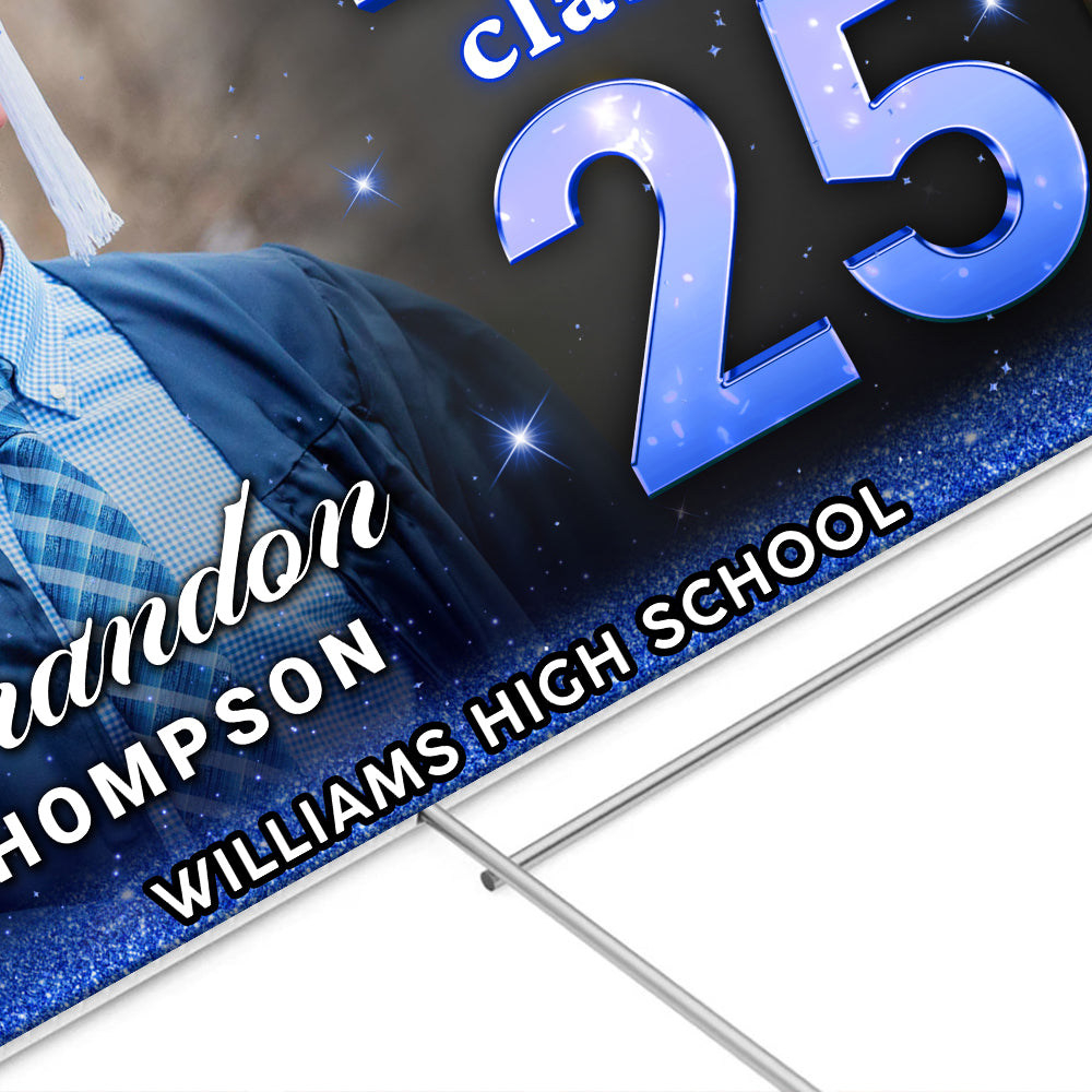 Class Of 2025 Glitter Lawn Sign, Graduation Gift - Personalized Graduation Lawn Sign