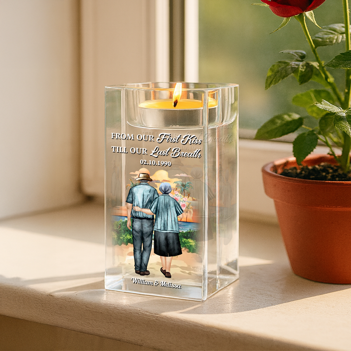 Til Our Last Breath - Personalized Crystal Candle Holder