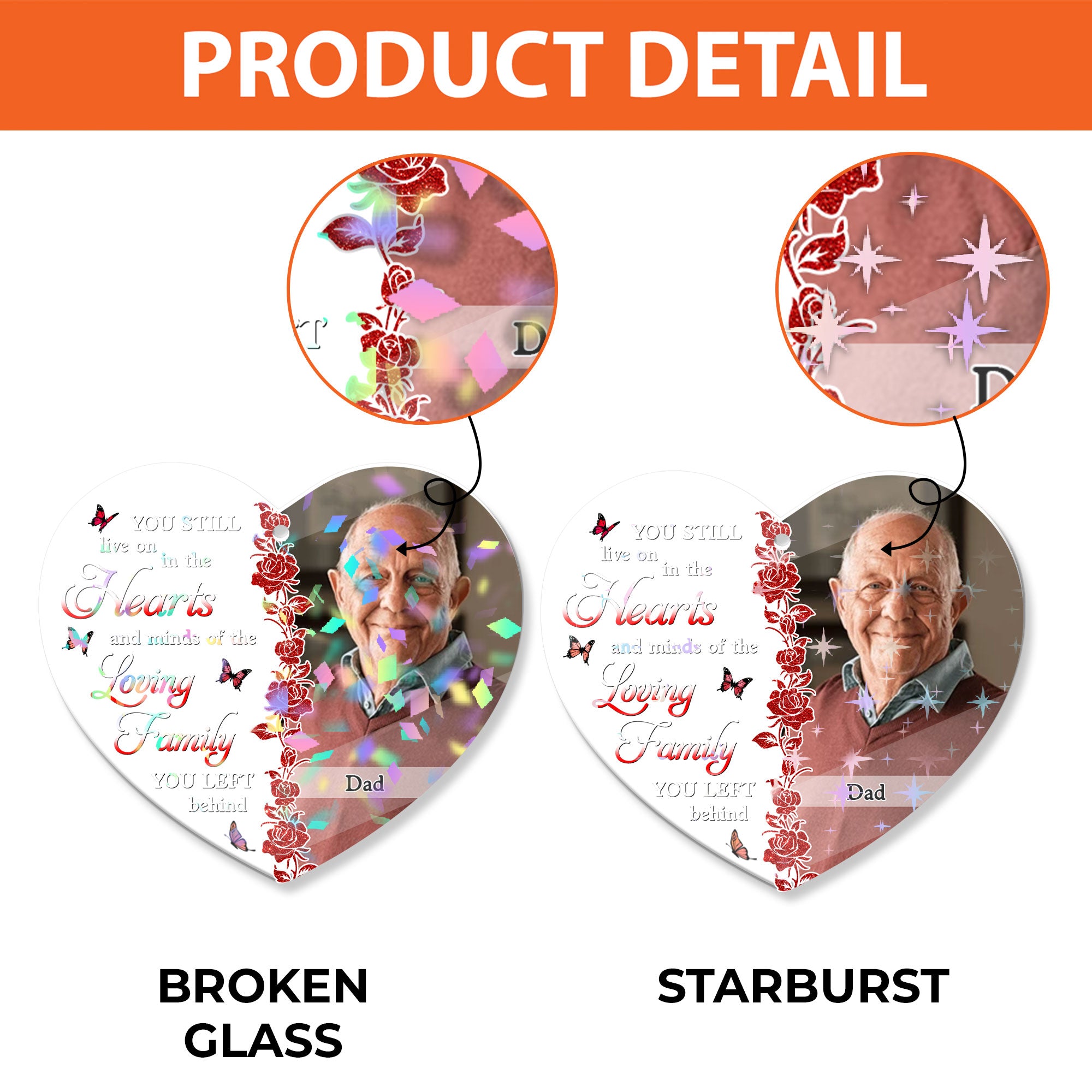 Personalized Memorial Christmas Ornament - Custom Shape Hologram Ornament