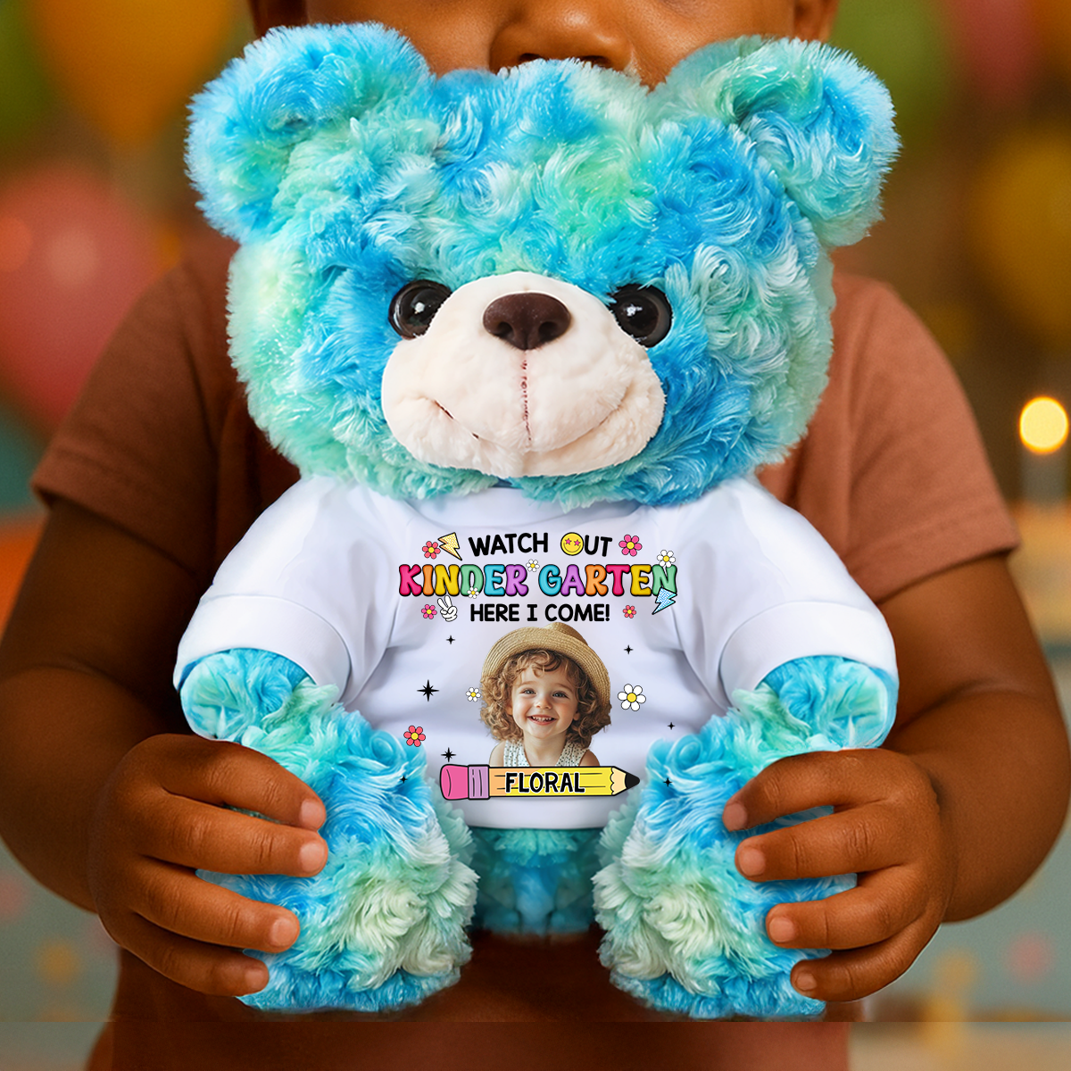 Personalized Back To School Teddy Bear Plush for Kids - Custom Photo and Name Bear - Personalized Plush Bear
