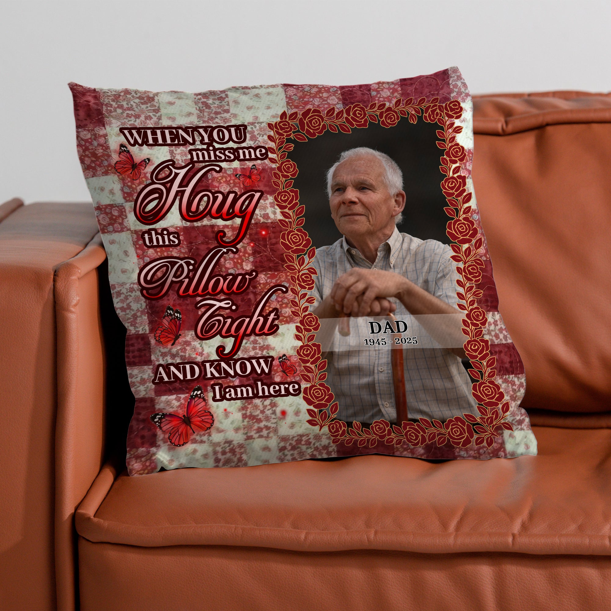 Know I Am Here - Custom Name and Photo Sympathy Gift - Personalized Memorial Pillow