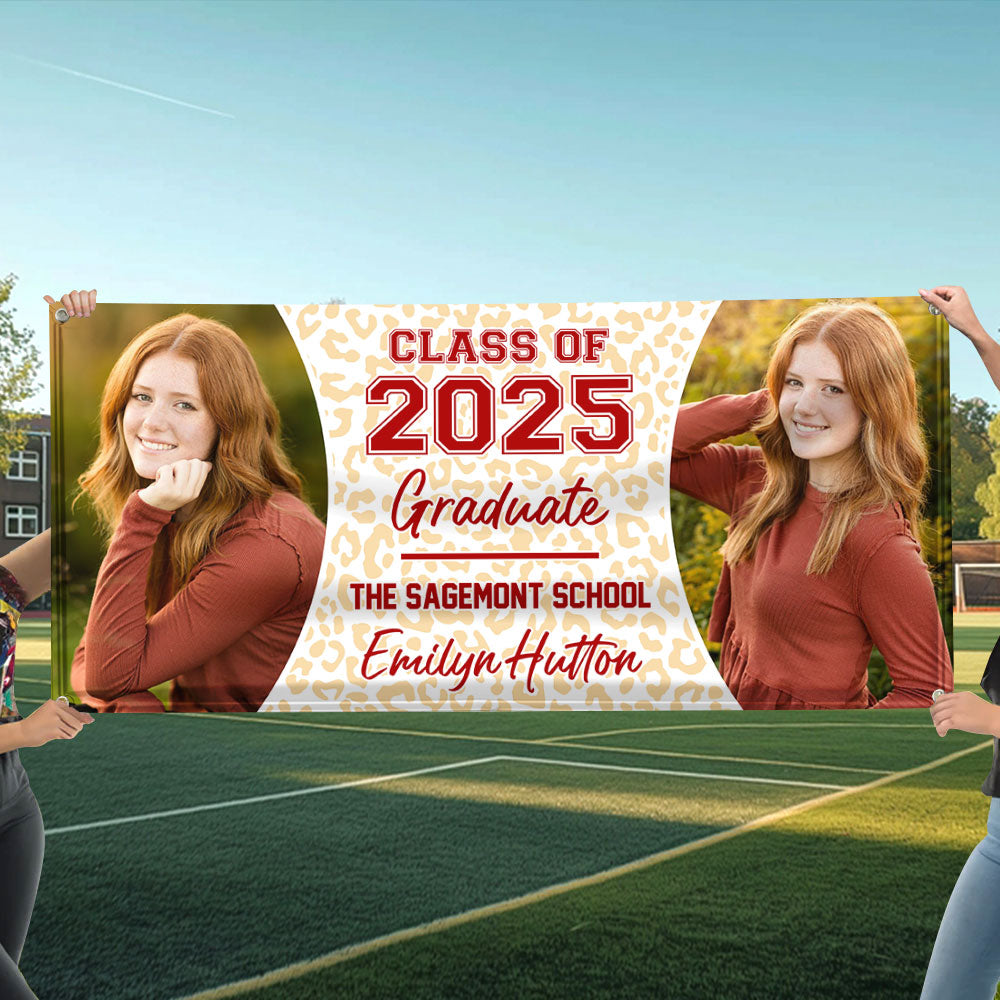 Class Of 2025 Personalized Photo Graduation Banner - Graduation Decor Gift