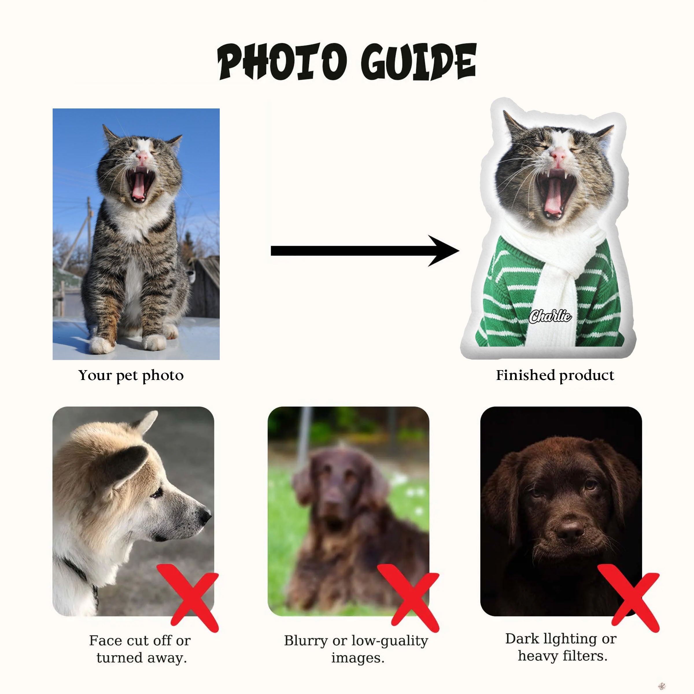 Custom Pet Photo - Dog & Cat Personalized Custom Shaped Pillow - Gift For Pet Owners, Pet Lovers