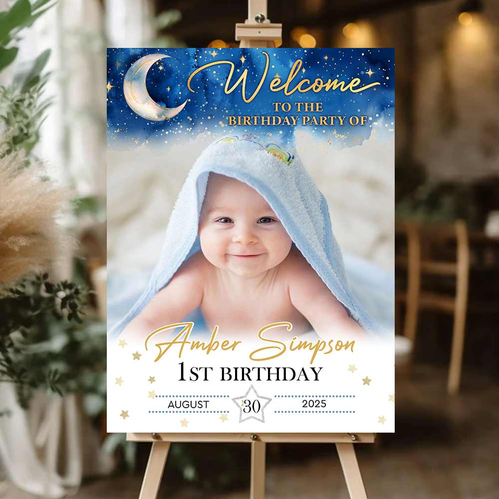 Baby Birthday Welcome Sign - Custom Name and Photo Birthday Law Sign
