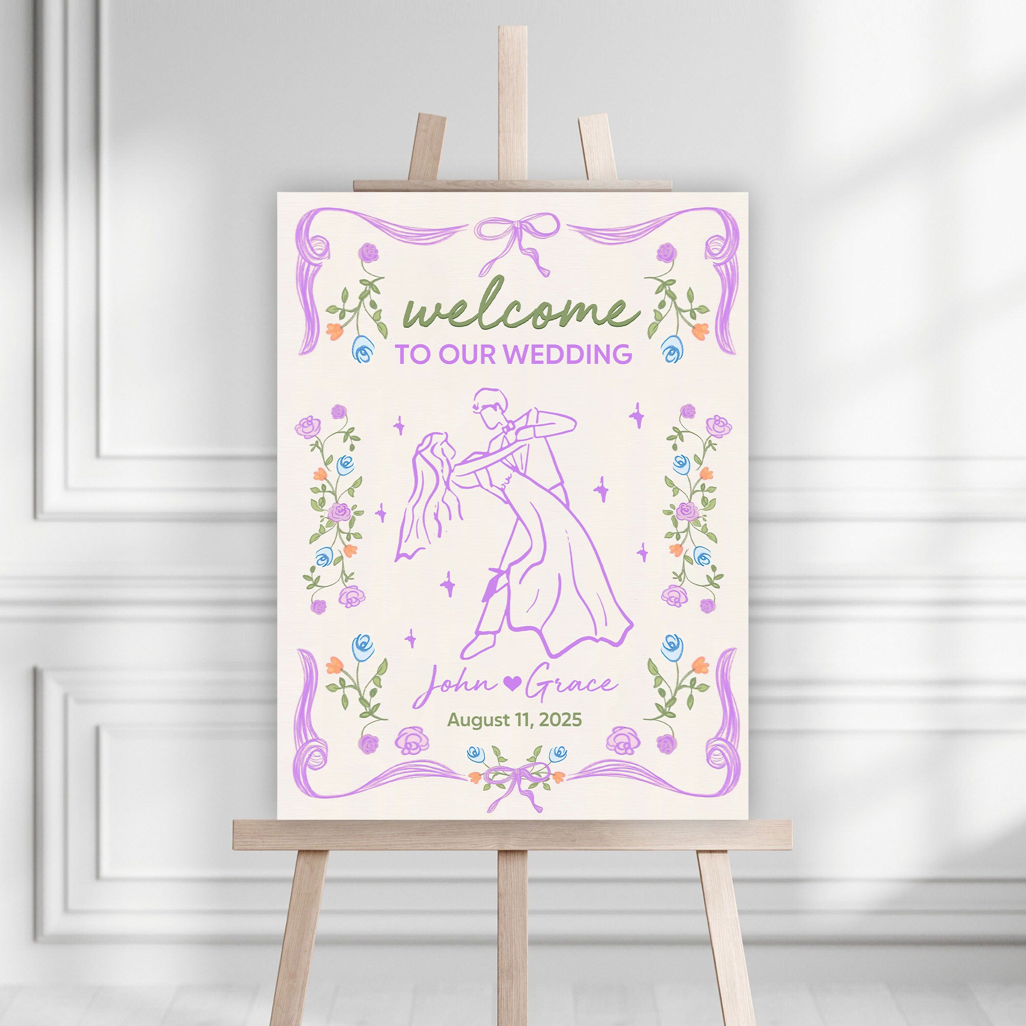 Welcome to Our Wedding Sign - Custom Name and Date Wedding Law Sign