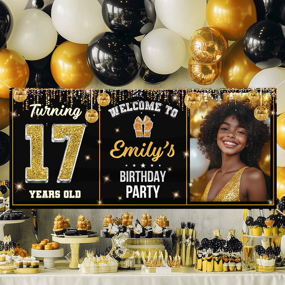 Personalized Birthday Party Banner – Custom Name and Photo Birthday Party Sign