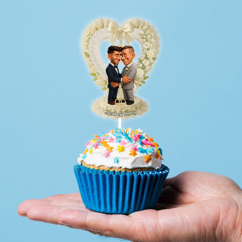 Couple Custom Photo - Custom Wedding Party Face Cupcake Toppers, Wedding Decorations, Physical Product