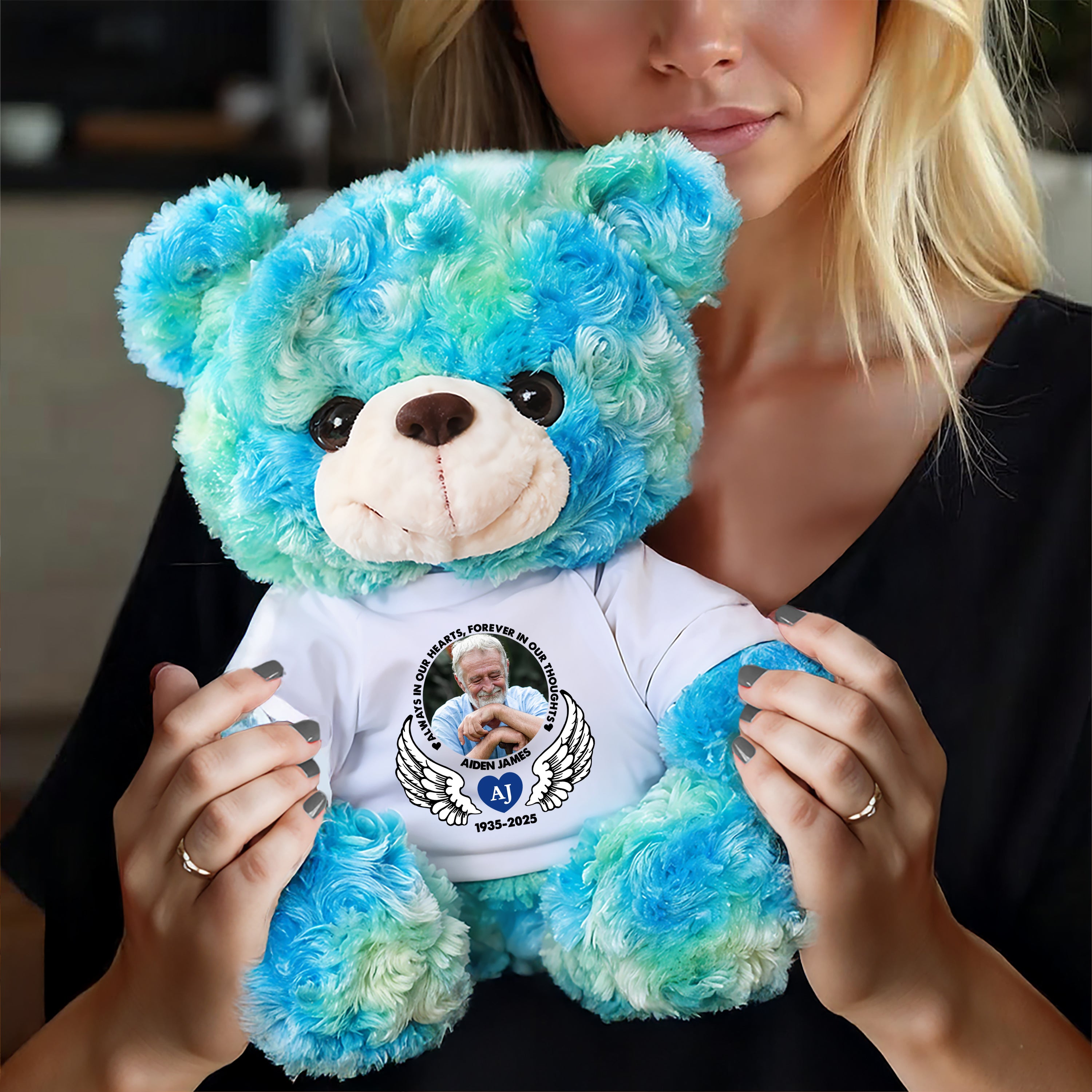 Memorial Teddy Bear - Personalized Memorial Bear Plush - Custom Name and Photo Teddy Bear