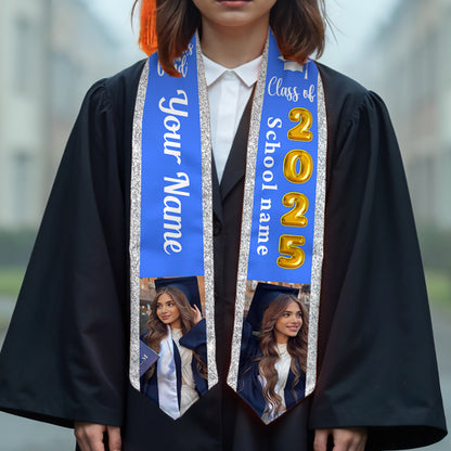 Custom Graduation Stoles | Personalized With Photo, Name & School | Class Of 2025 Gift