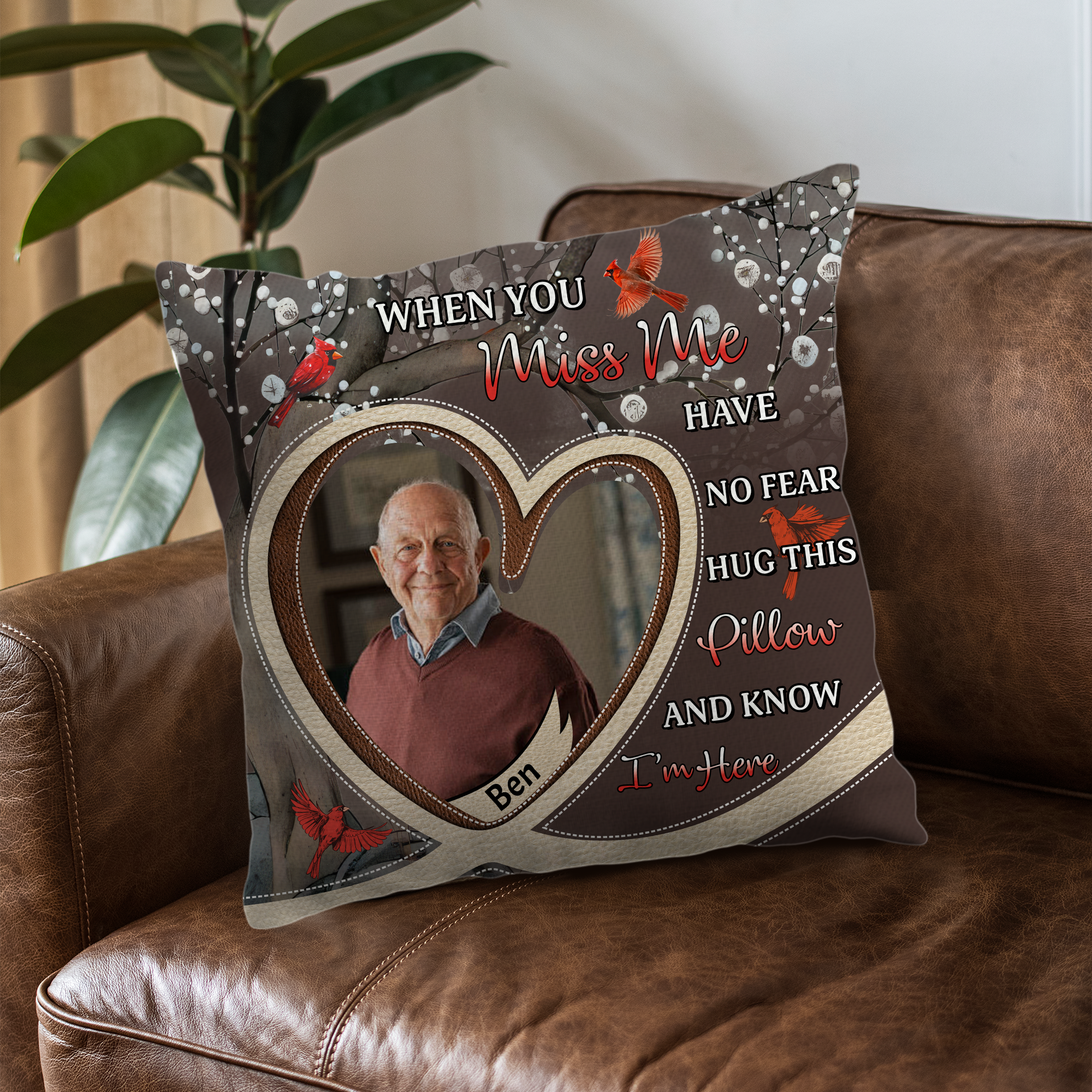 Custom Name and Photo - When You Miss Me - Personalized Pillow - Memorial Gift