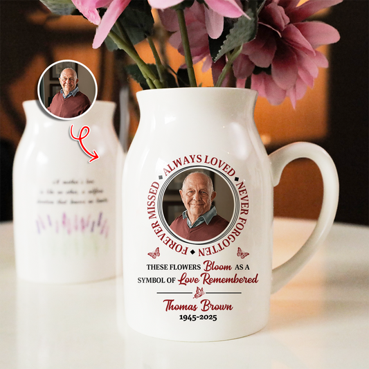 Always Loved - Personalized Ceramic Flower Vase - Memorial Gift