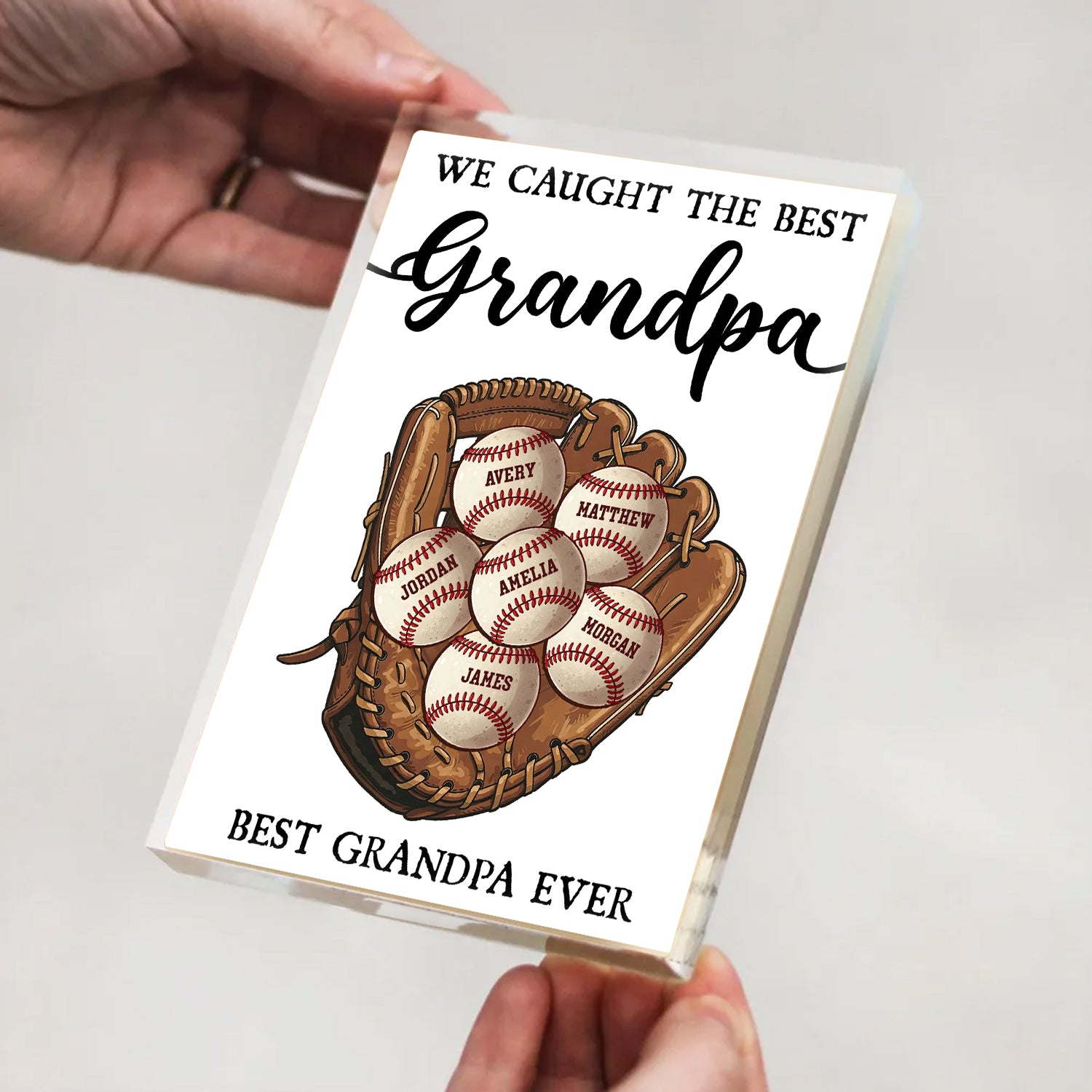 Personalized Baseball Dad Name Gift - Custom Shape Acrylic Block Plaque