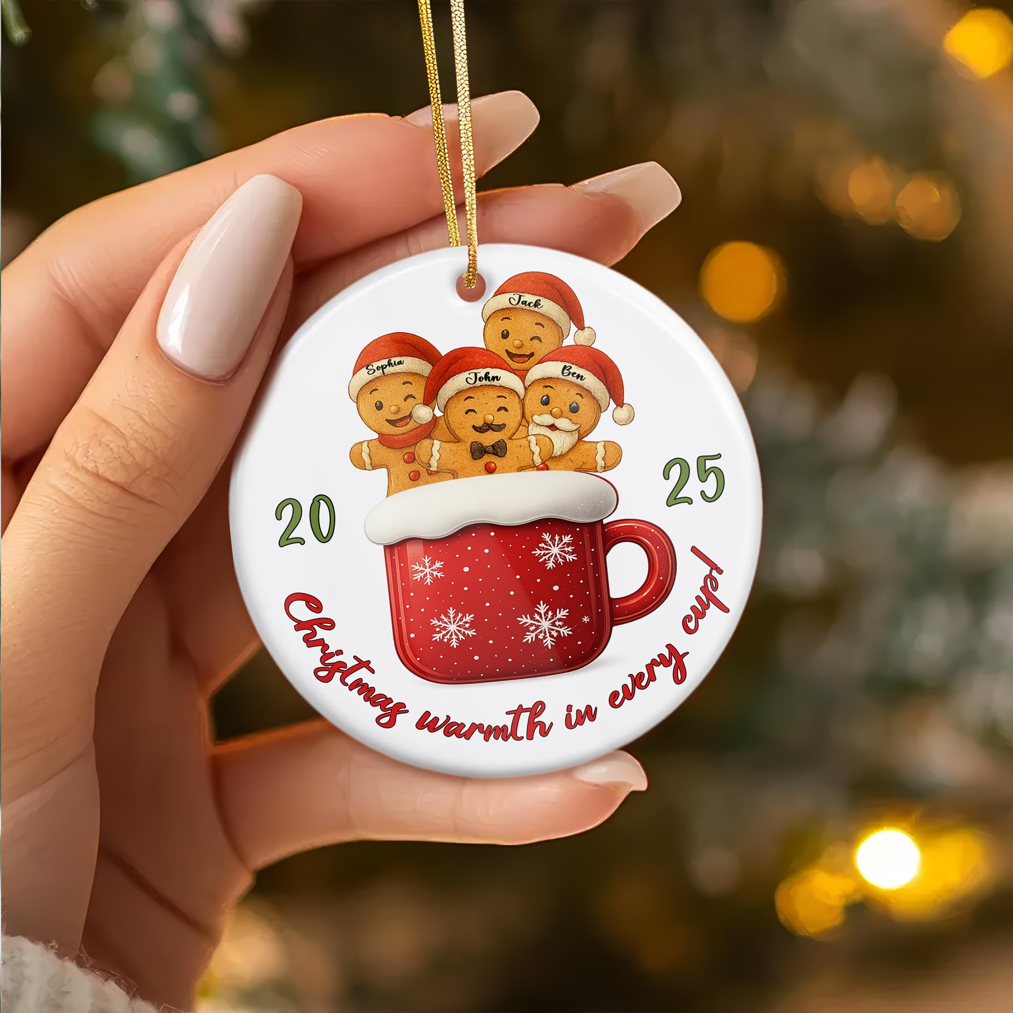 Christmas Warm - Custom Name Ceramic Ornament - Home Decor