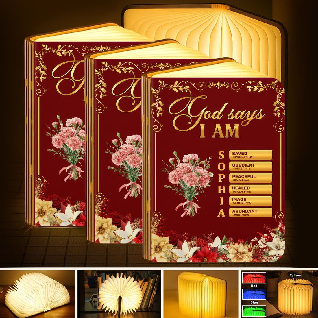 God Says I Am Light Up The World - Personalized Book Lamp