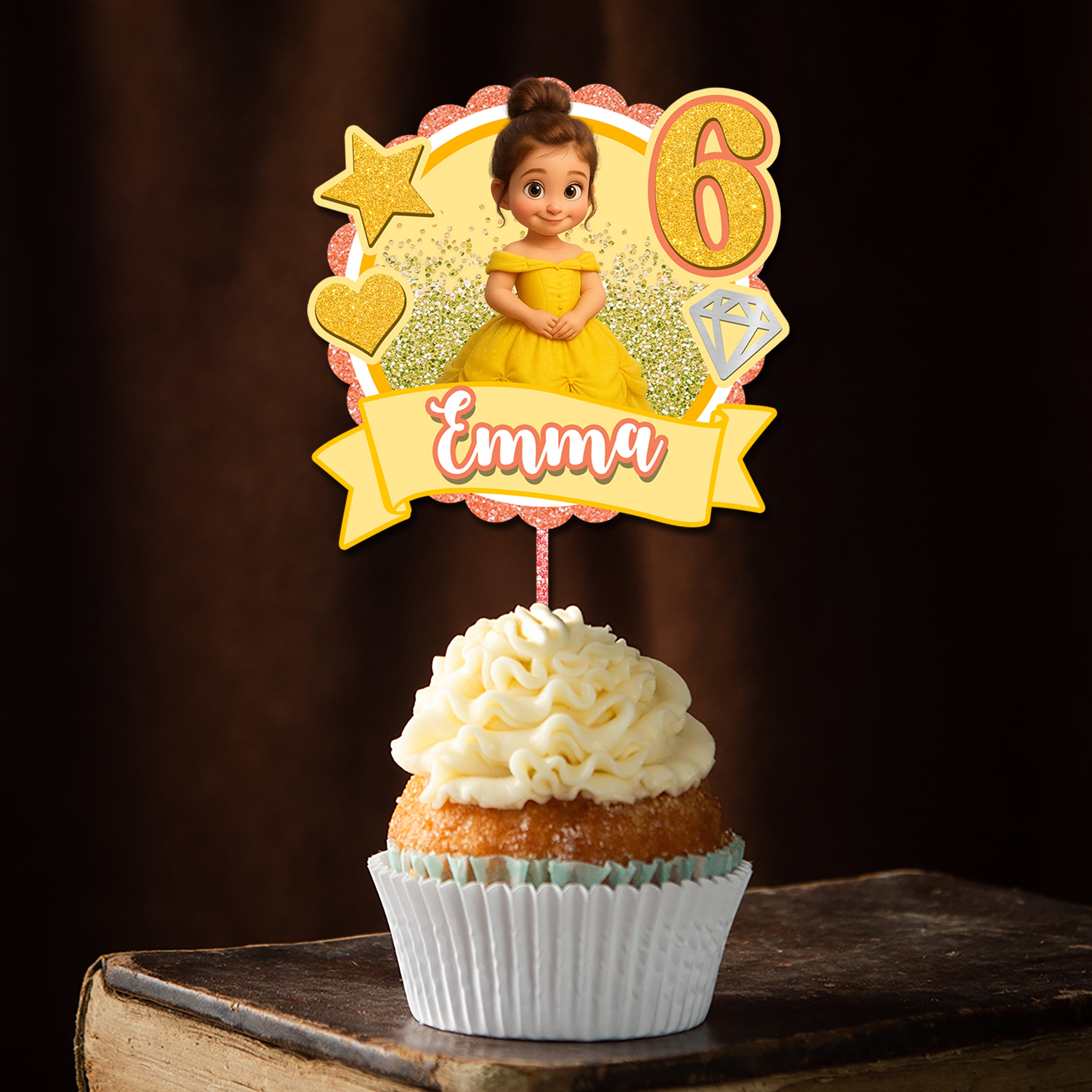 Princess Baby Birthday Face Photo - Custom Birthday Party Face Cupcake Toppers, Birthday Decorations, Physical Product