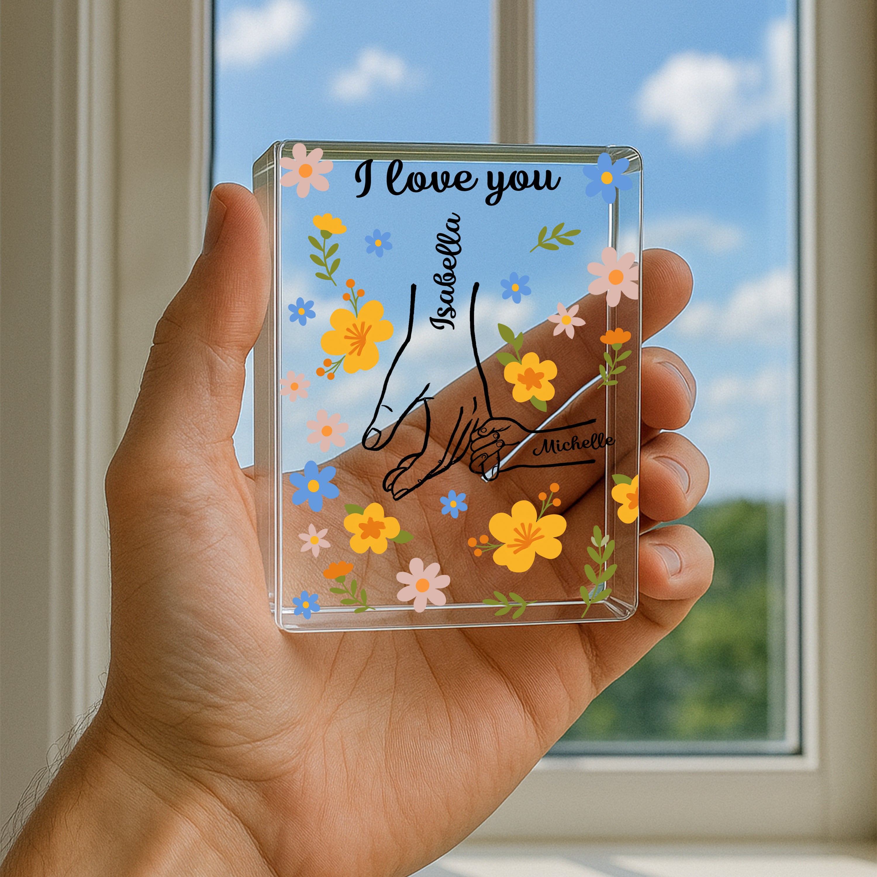 We Love You Dad Mom - Personalized Name Gift - Custom Shape Acrylic Block Plaque