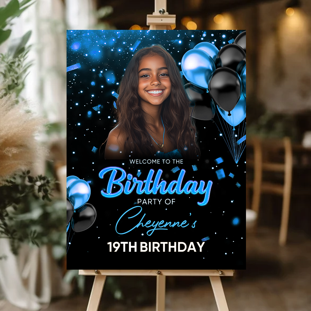 Welcome To The Birthday - Custom Name & Photo Law Sign - Welcome To My Birthday Sign