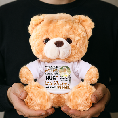 Have No Fear - Personalized Memorial Bear Plush - Custom Name and Photo Teddy Bear